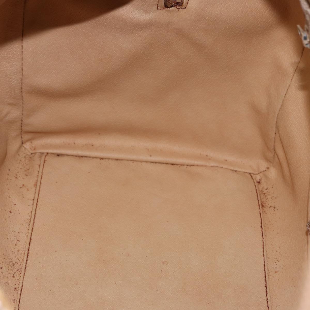 CELINE Macadam Canvas Hand Bag PVC Beige Gold Auth 186693