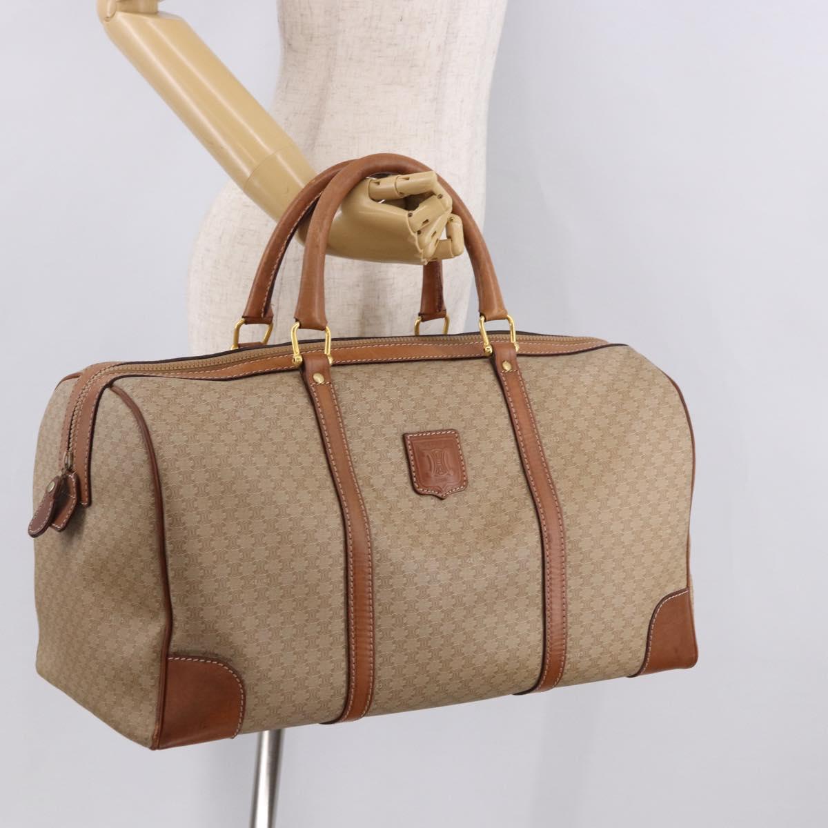 CELINE Macadam Canvas Hand Bag PVC Beige Gold Auth 186693