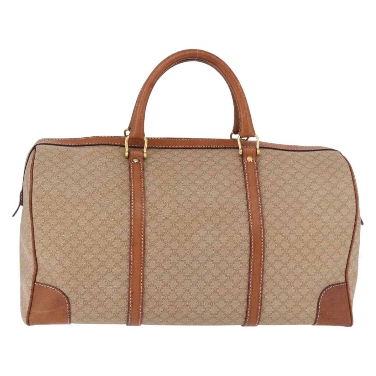 CELINE Macadam Canvas Hand Bag PVC Beige Gold Auth 186693