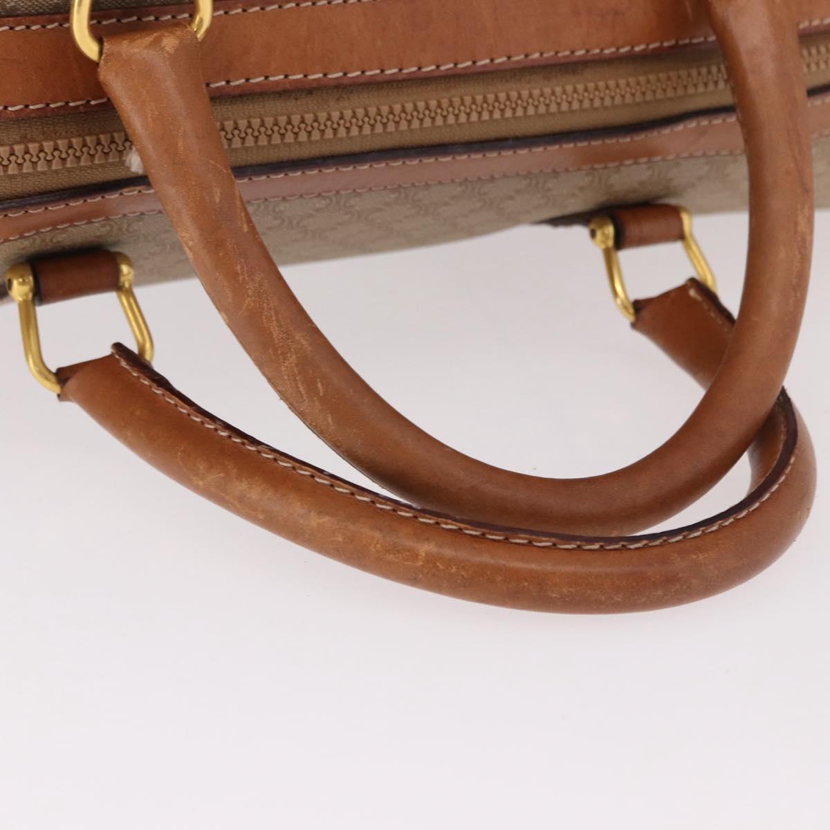CELINE Macadam Canvas Hand Bag PVC Beige Gold Auth 186693
