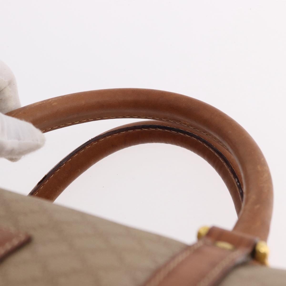 CELINE Macadam Canvas Hand Bag PVC Beige Gold Auth 186693