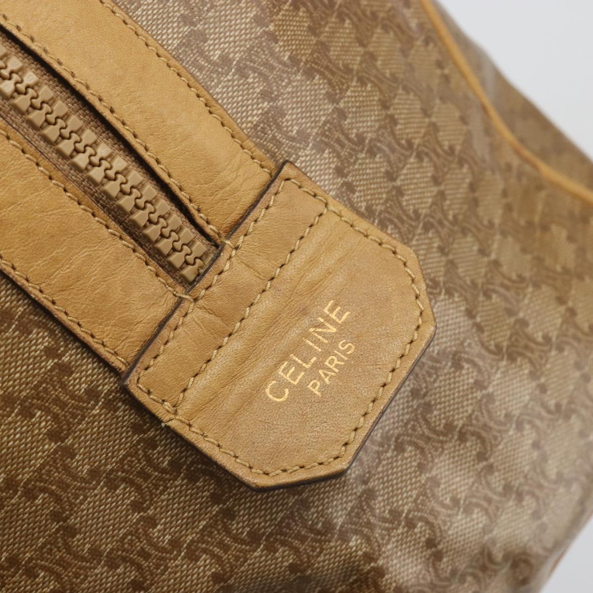 CELINE Macadam Canvas Hand Bag PVC Beige Gold Auth 186694