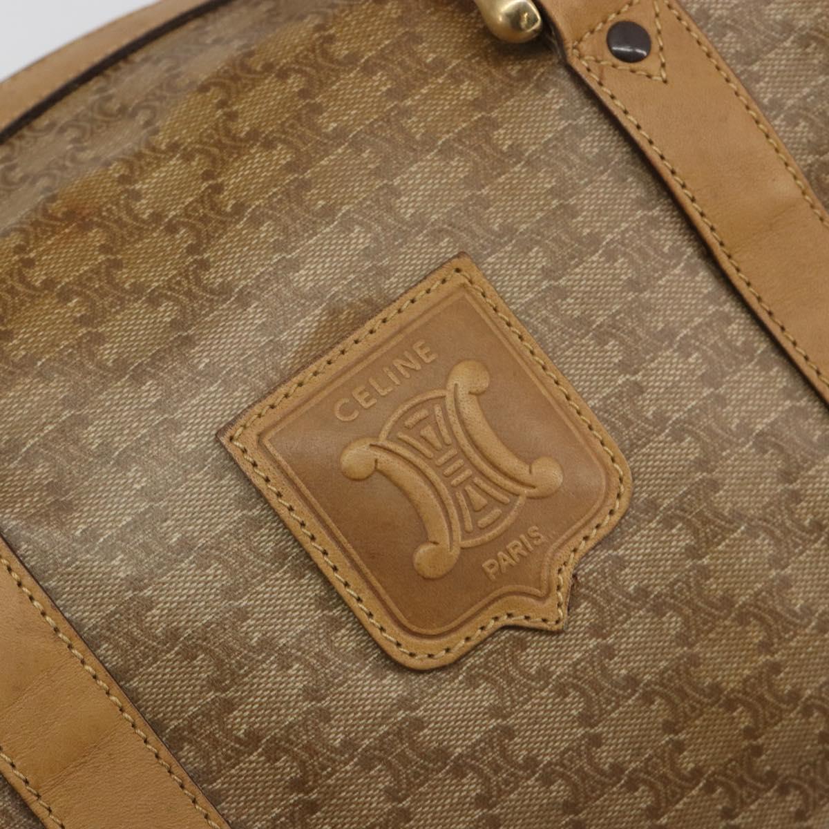 CELINE Macadam Canvas Hand Bag PVC Beige Gold Auth 186694