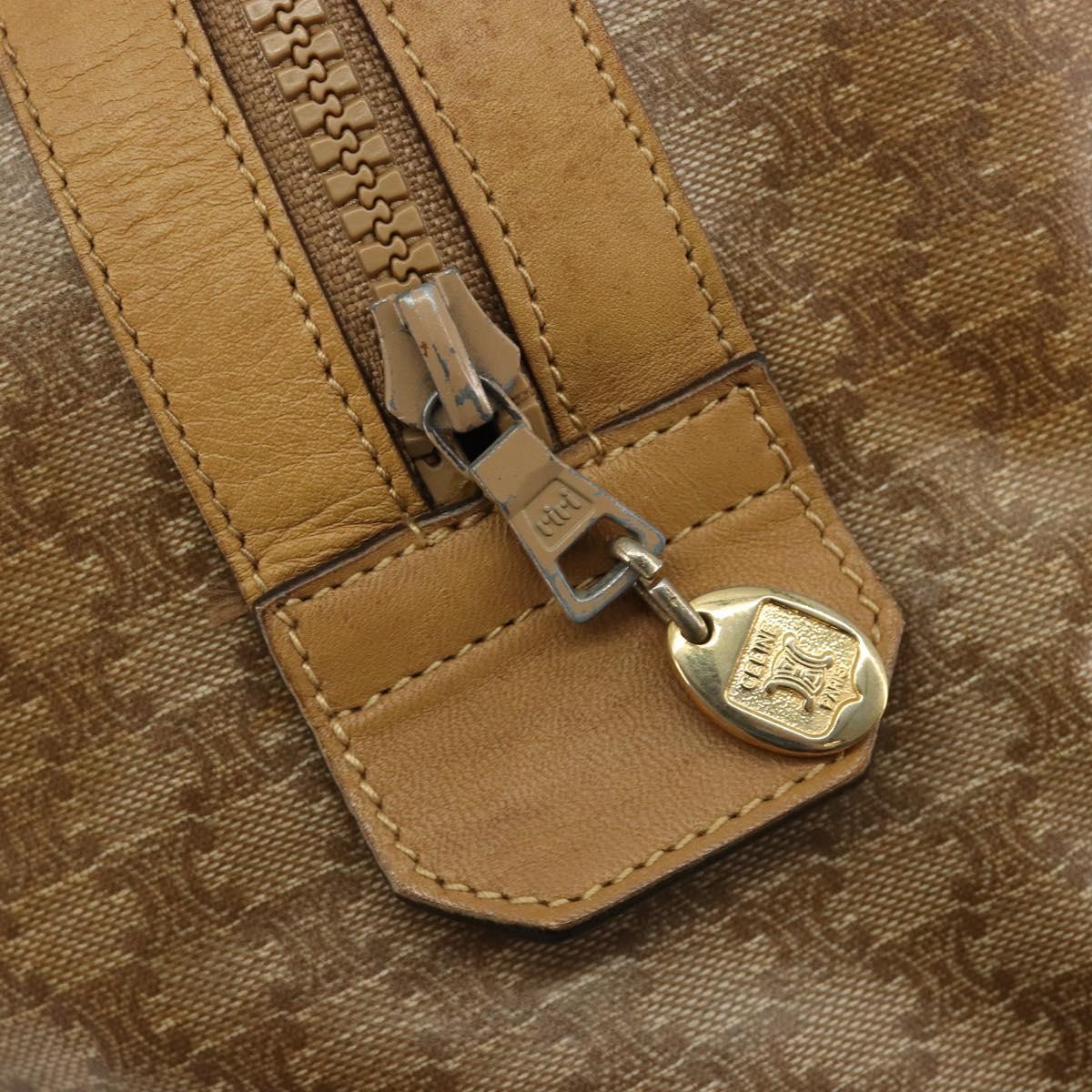 CELINE Macadam Canvas Hand Bag PVC Beige Gold Auth 186694