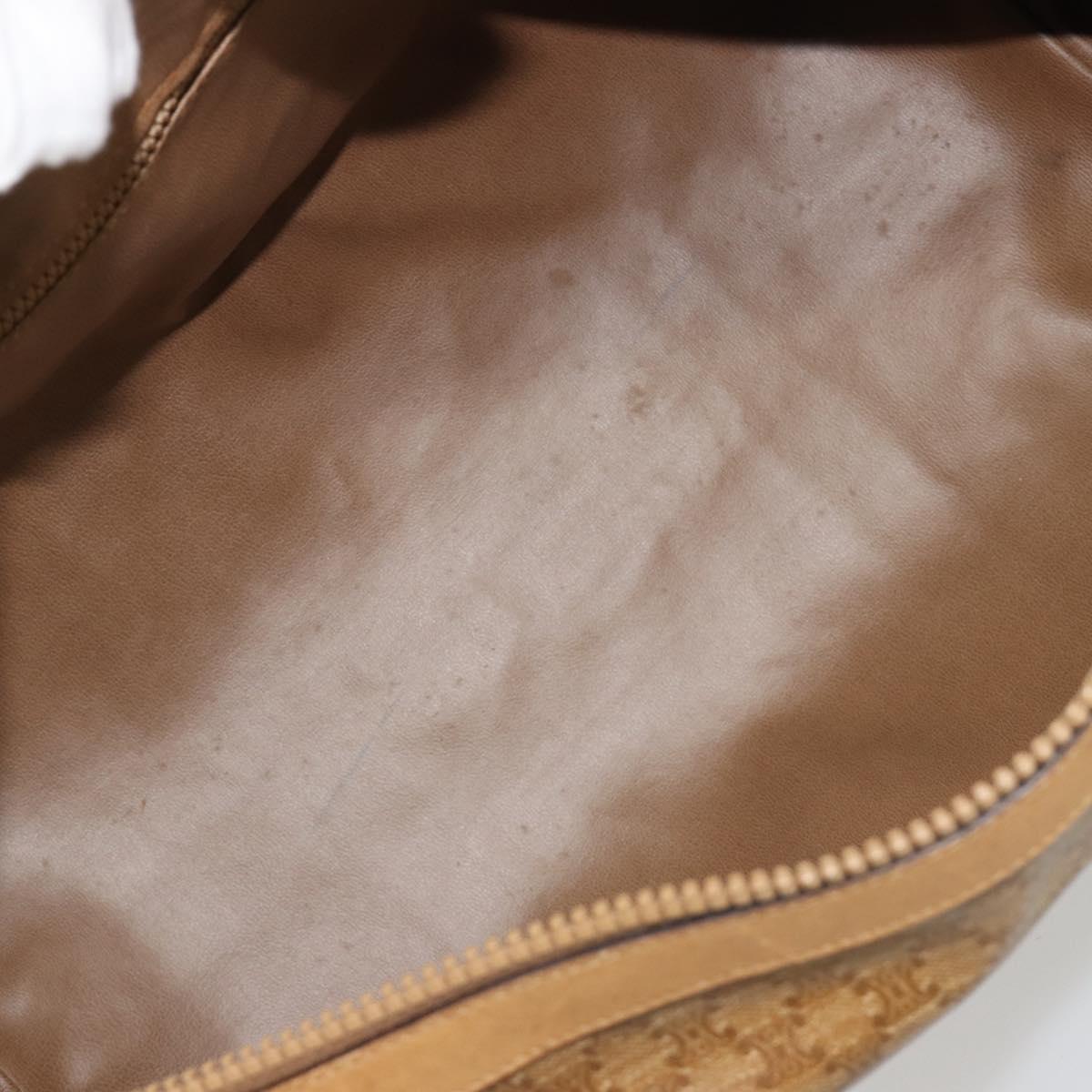CELINE Macadam Canvas Hand Bag PVC Beige Gold Auth 186694