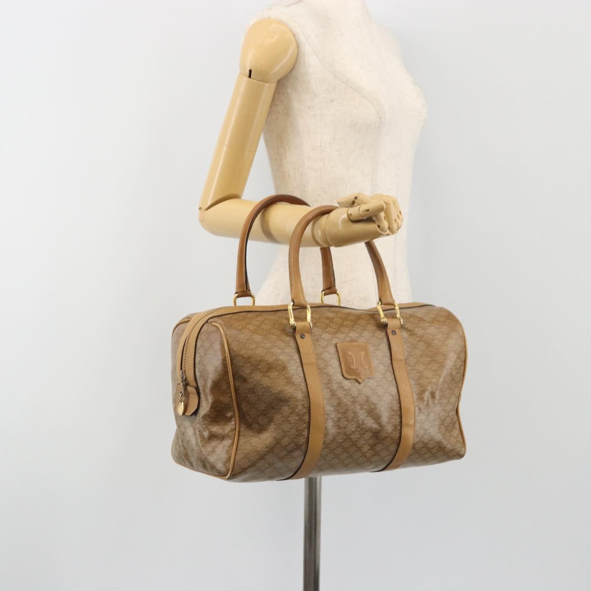 CELINE Macadam Canvas Hand Bag PVC Beige Gold Auth 186694