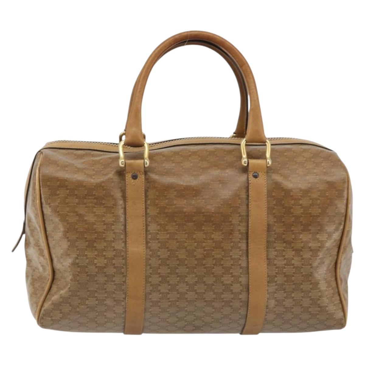 CELINE Macadam Canvas Hand Bag PVC Beige Gold Auth 186694