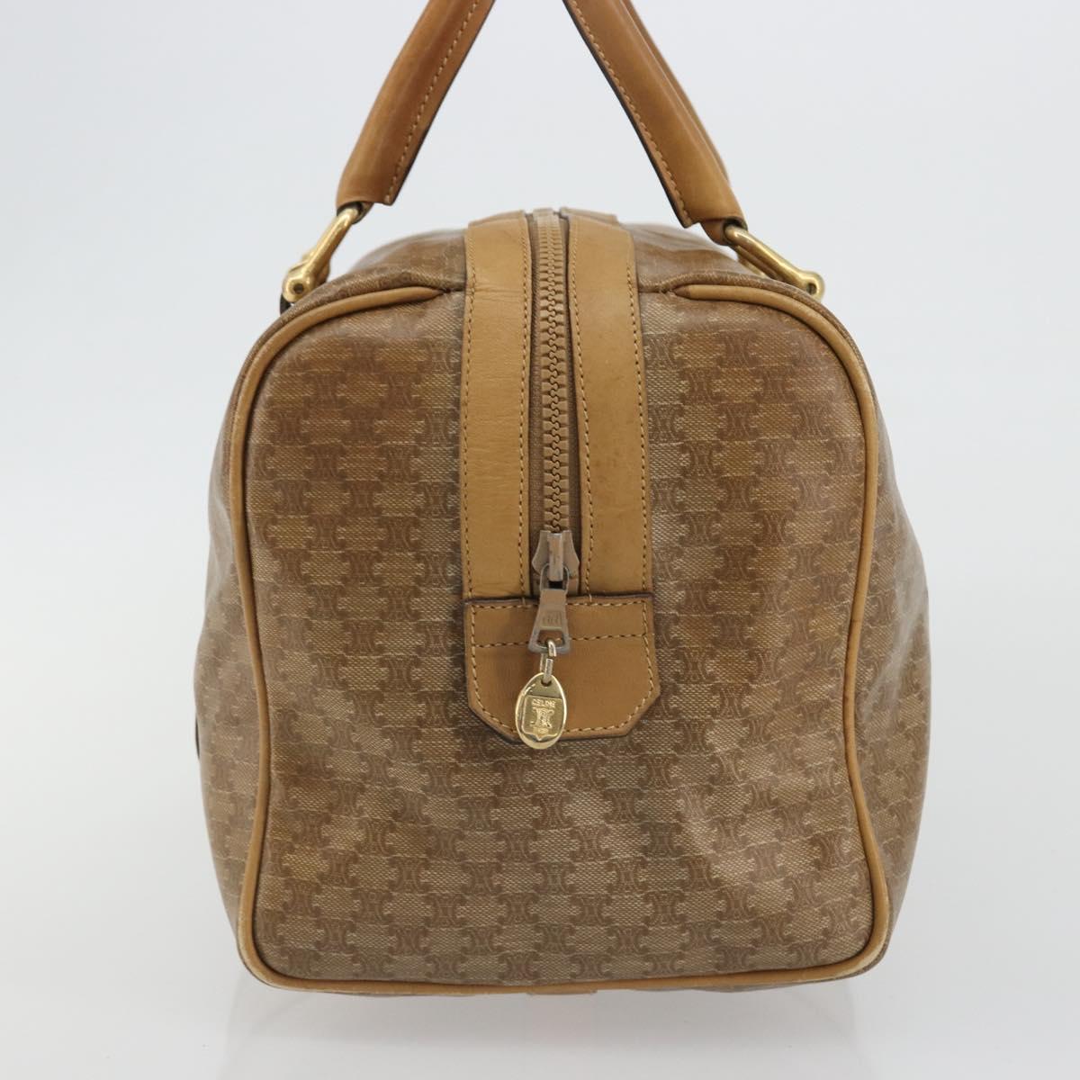 CELINE Macadam Canvas Hand Bag PVC Beige Gold Auth 186694