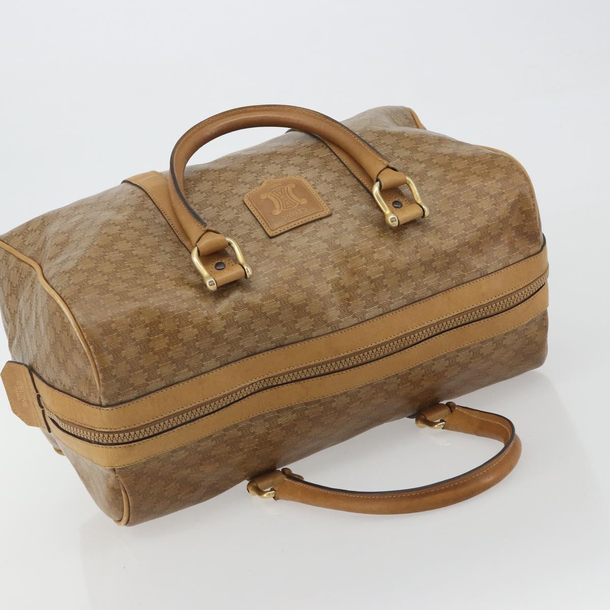 CELINE Macadam Canvas Hand Bag PVC Beige Gold Auth 186694