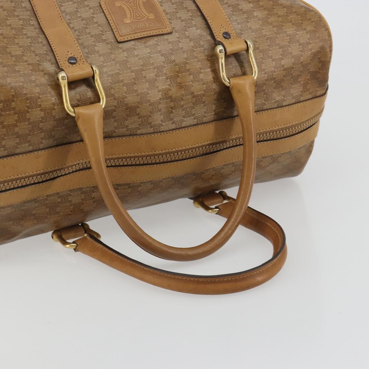 CELINE Macadam Canvas Hand Bag PVC Beige Gold Auth 186694