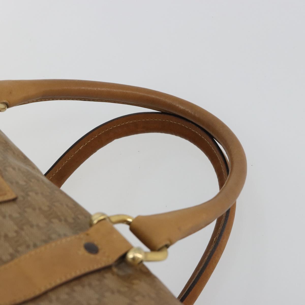 CELINE Macadam Canvas Hand Bag PVC Beige Gold Auth 186694