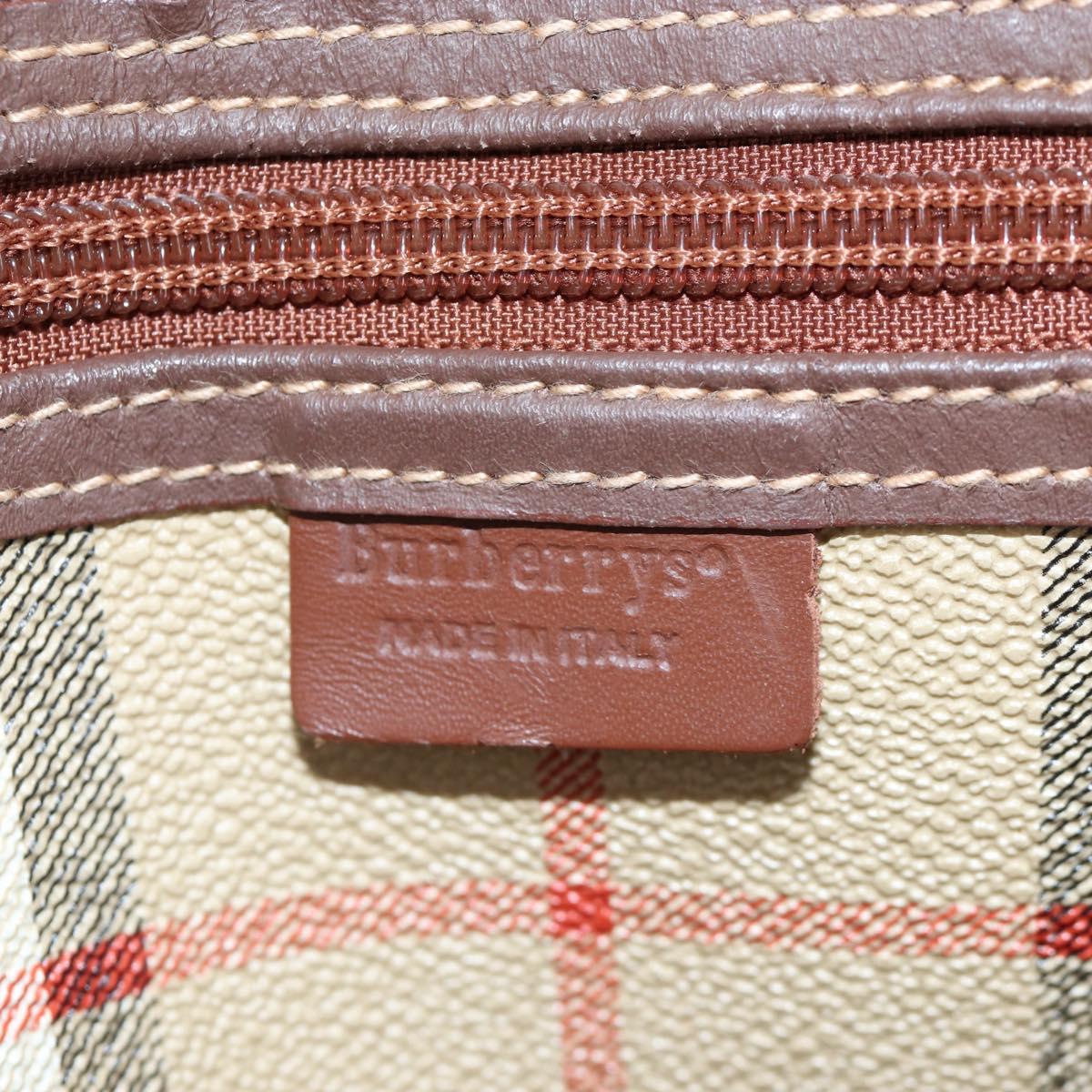 Burberrys Nova Check Boston Bag PVC 2way Beige Gold Auth 186695