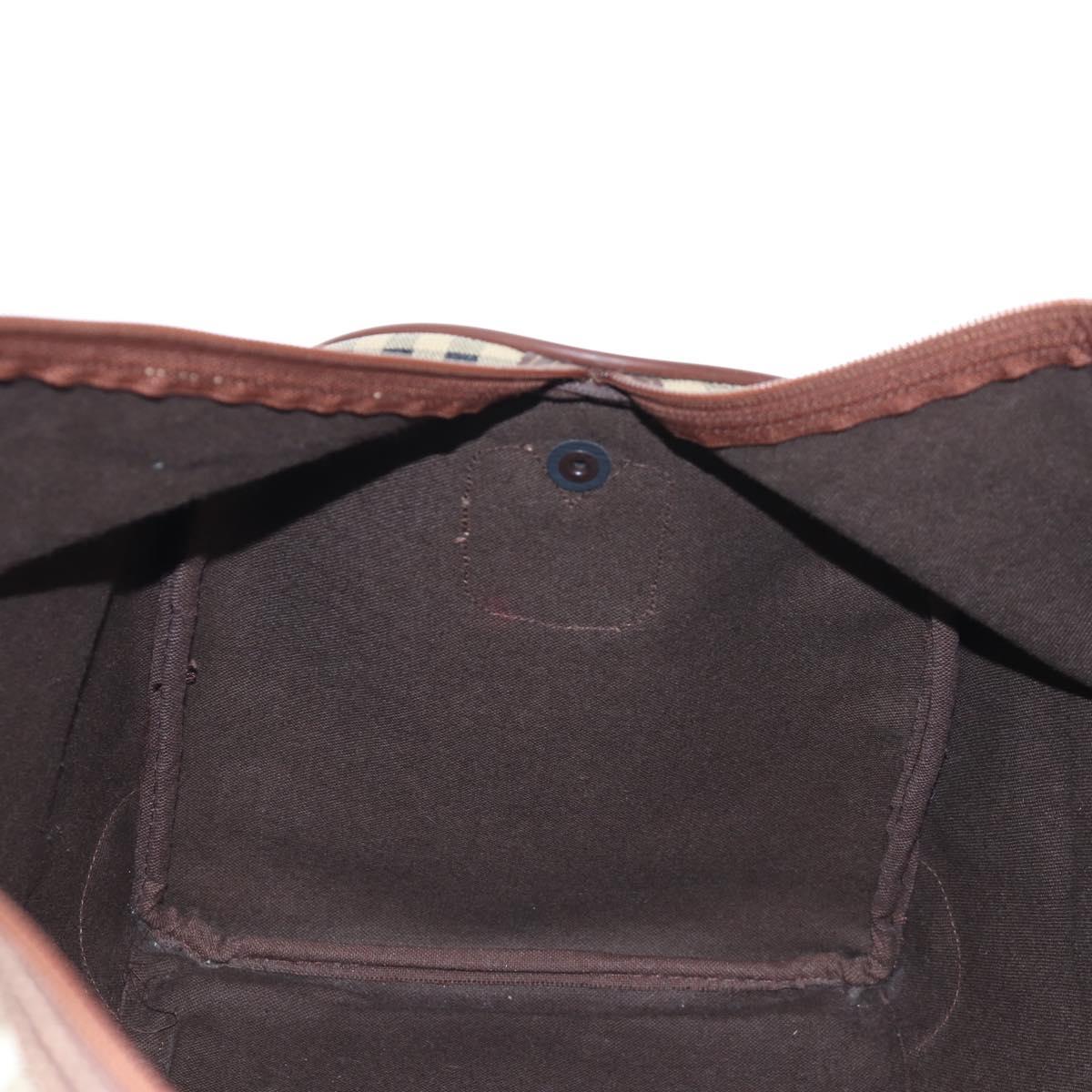 Burberrys Nova Check Boston Bag PVC 2way Beige Gold Auth 186695