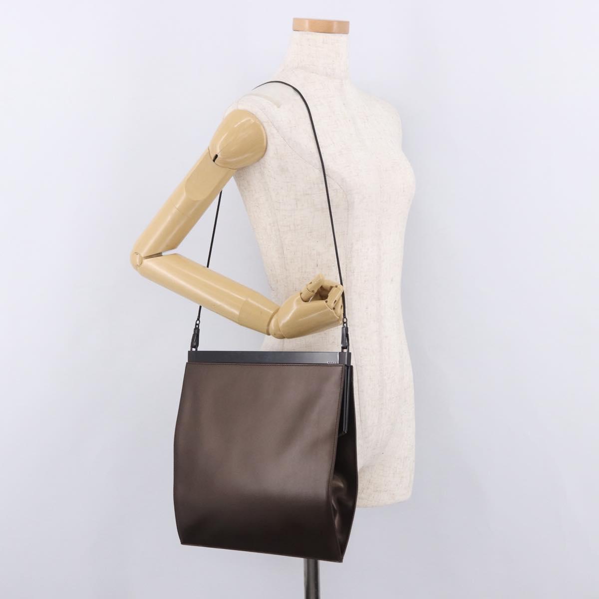 GUCCI Shoulder Bag Leather Brown 004 0406 0492 Auth 186696