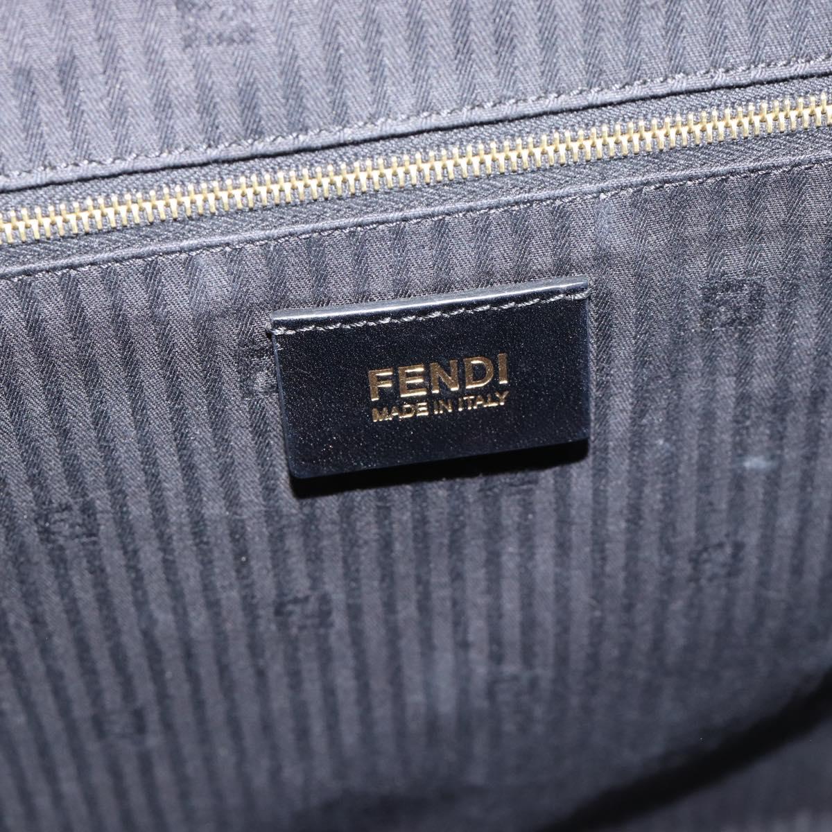 FENDI 2JOURS Tote Bag Leather Black Gold Auth 186697A