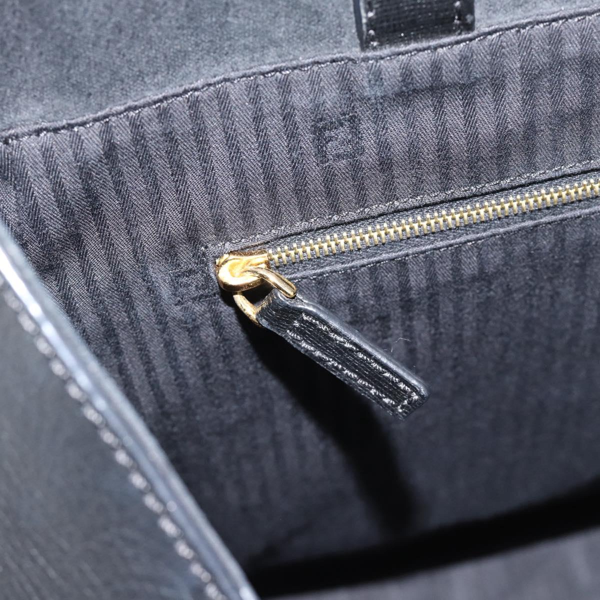 FENDI 2JOURS Tote Bag Leather Black Gold Auth 186697A
