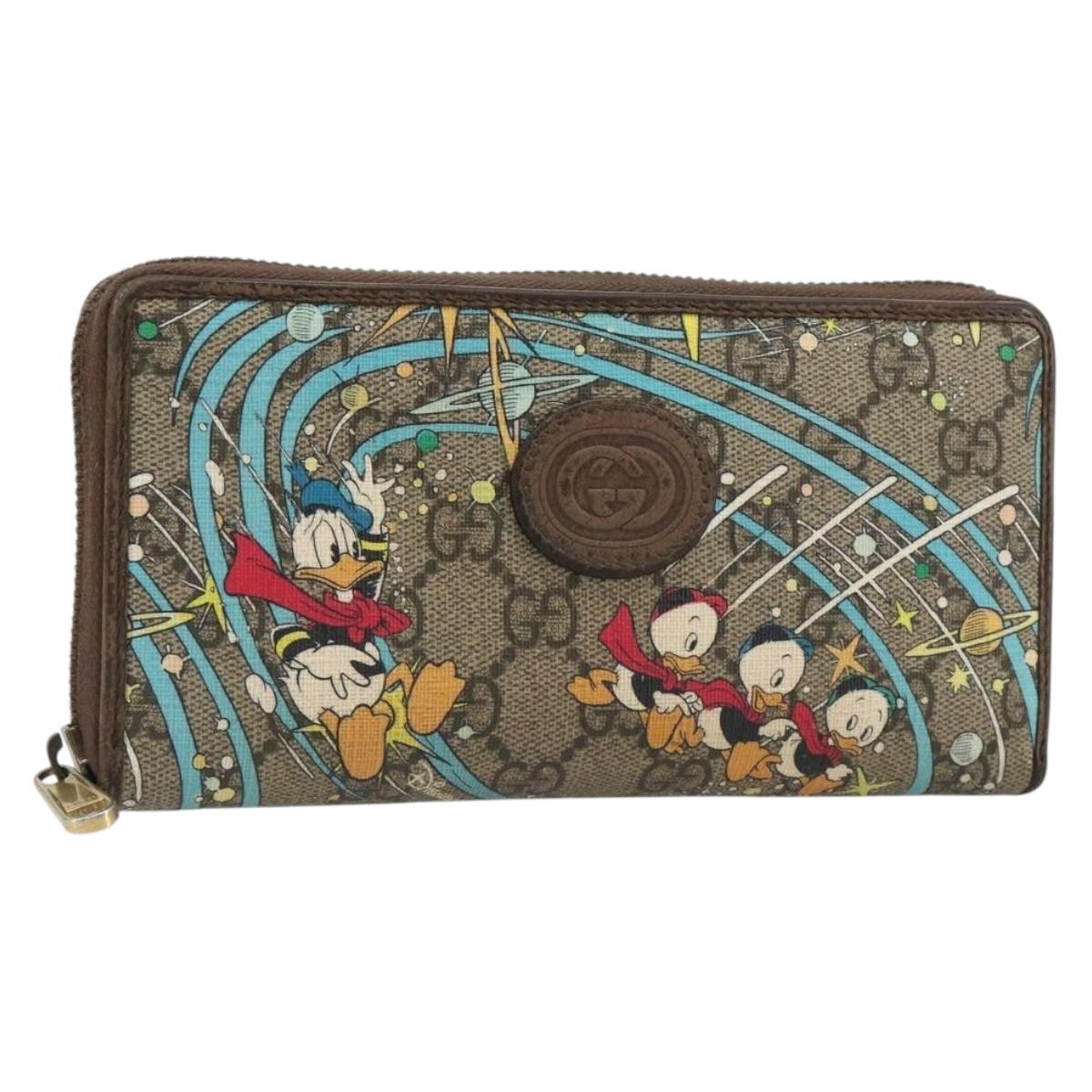 GUCCI GG Supreme Wallet PVC Beige 647940 Auth 186699A