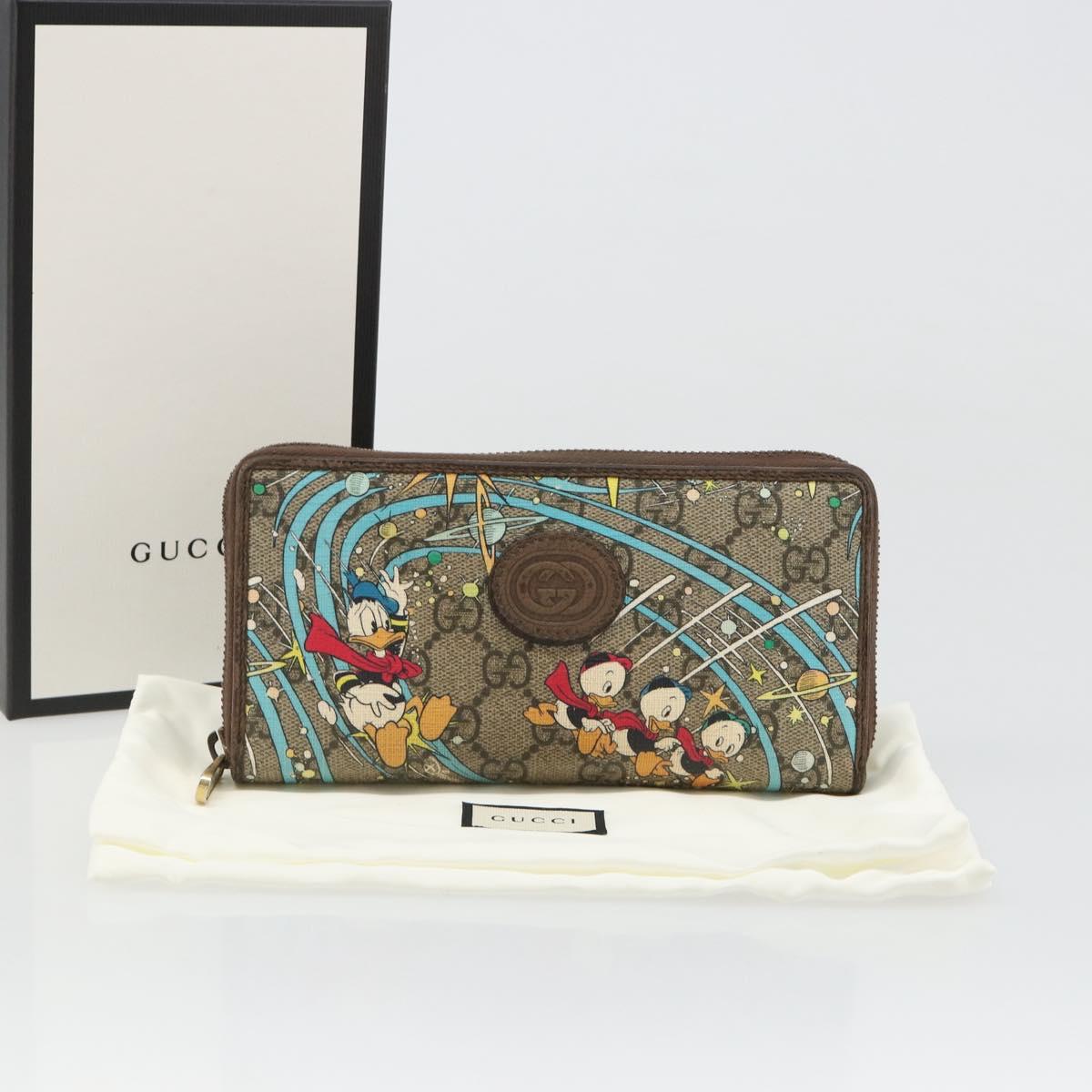 GUCCI GG Supreme Wallet PVC Beige 647940 Auth 186699A