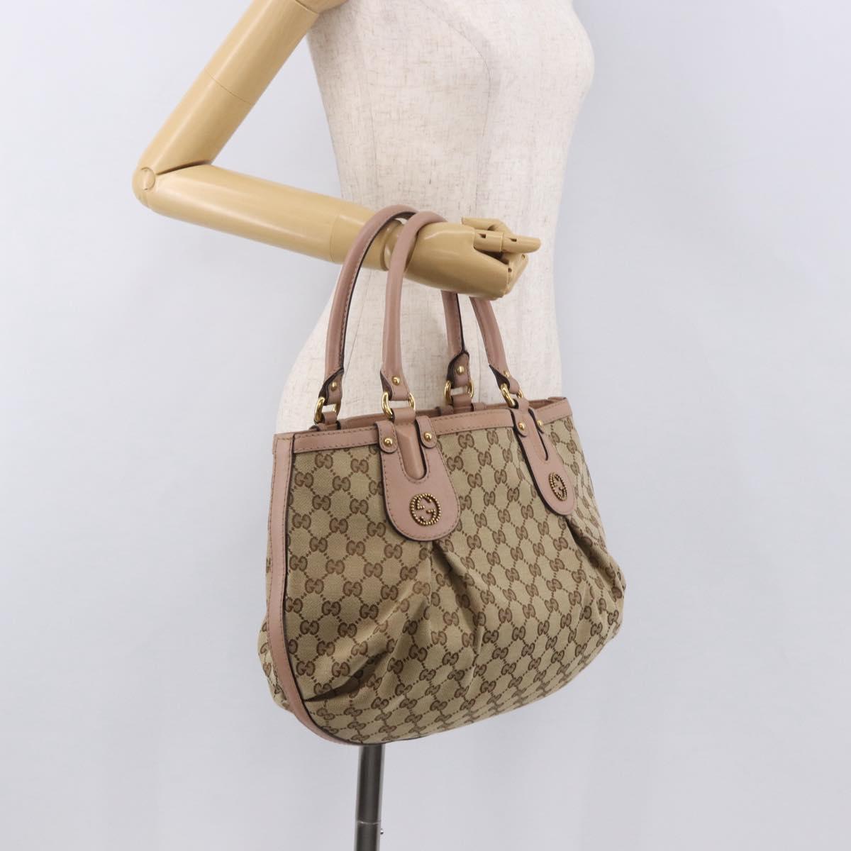 GUCCI GG Canvas Tote Bag Beige Gold 269953 Auth 186704A