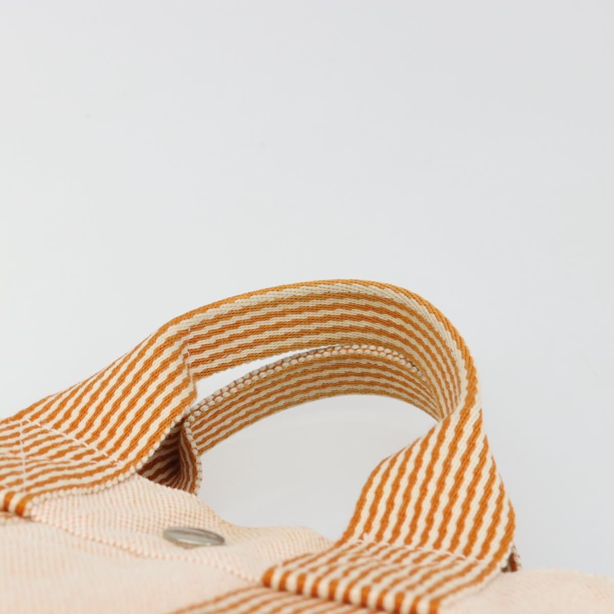 HERMES Fourre Tout PM Hand Bag Canvas Orange Silver Auth 186705A