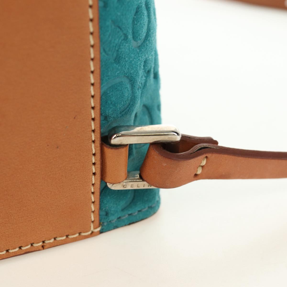 CELINE C Macadam Canvas Backpack Silver Turquoise Blue Auth 186708V