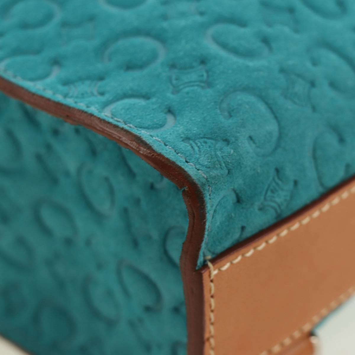 CELINE C Macadam Canvas Backpack Silver Turquoise Blue Auth 186708V