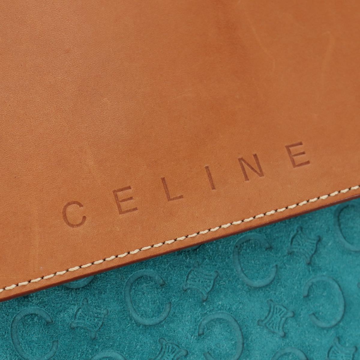 CELINE C Macadam Canvas Backpack Silver Turquoise Blue Auth 186708V