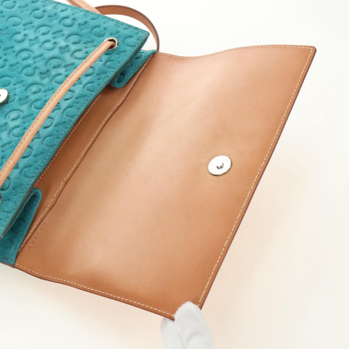 CELINE C Macadam Canvas Backpack Silver Turquoise Blue Auth 186708V