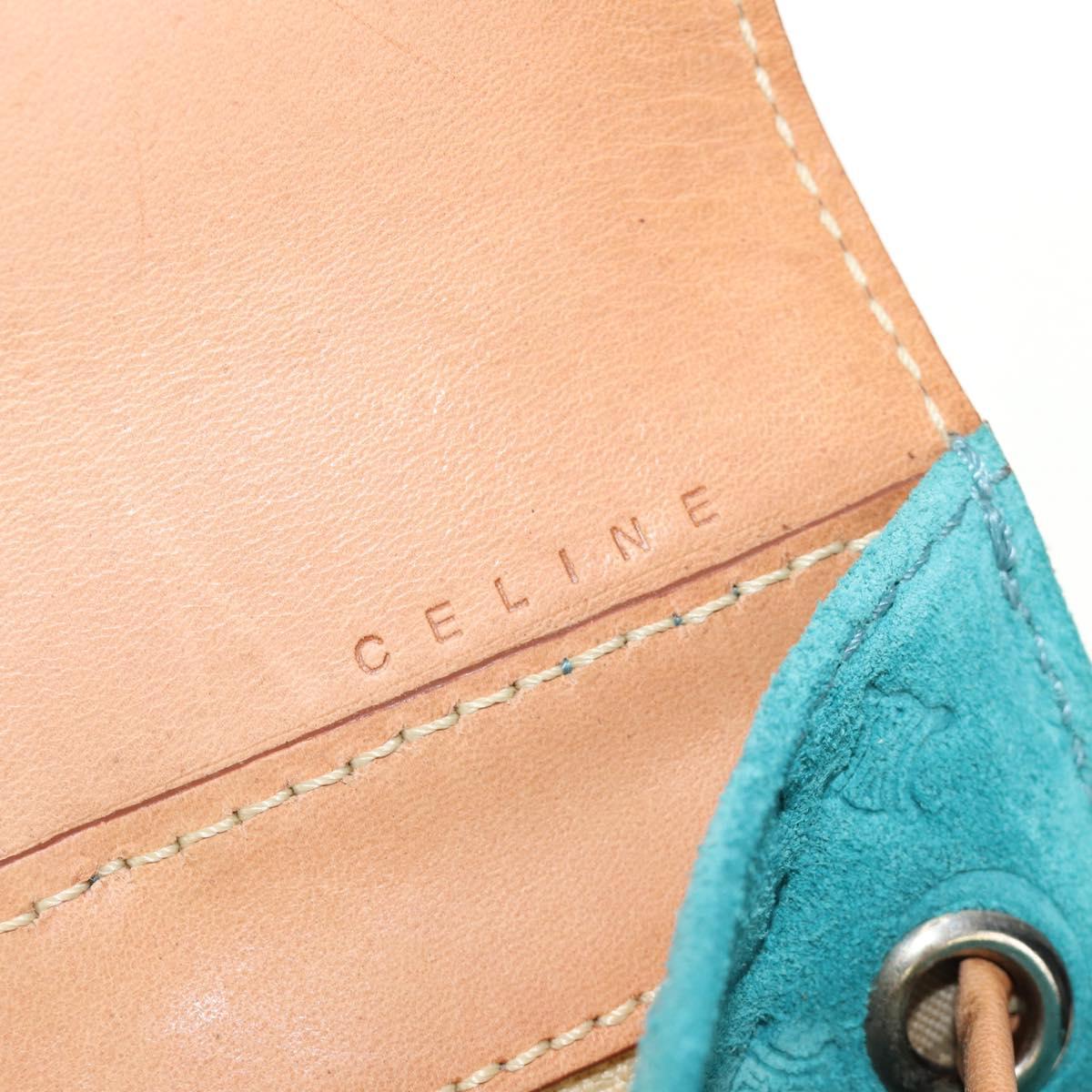 CELINE C Macadam Canvas Backpack Silver Turquoise Blue Auth 186708V