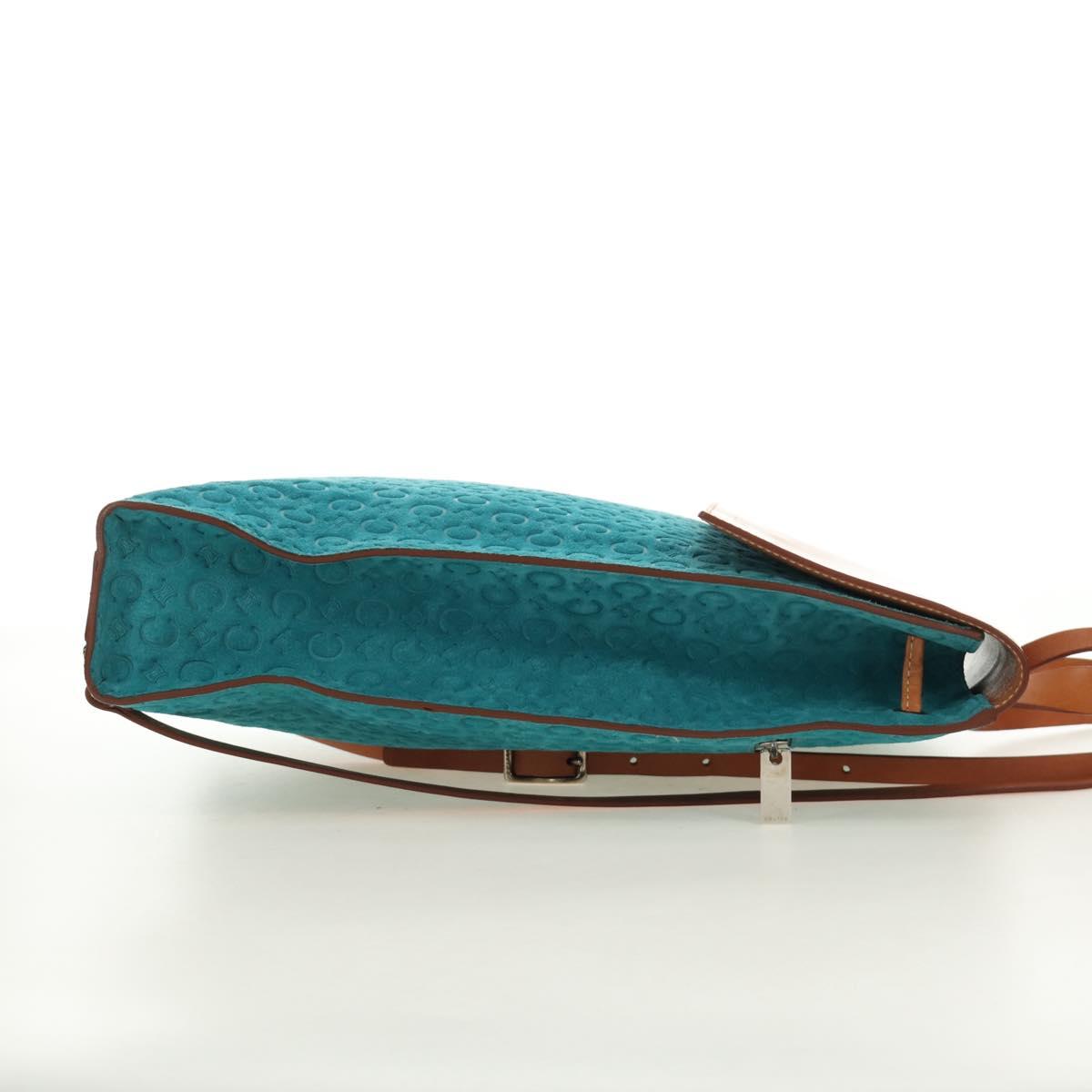 CELINE C Macadam Canvas Backpack Silver Turquoise Blue Auth 186708V