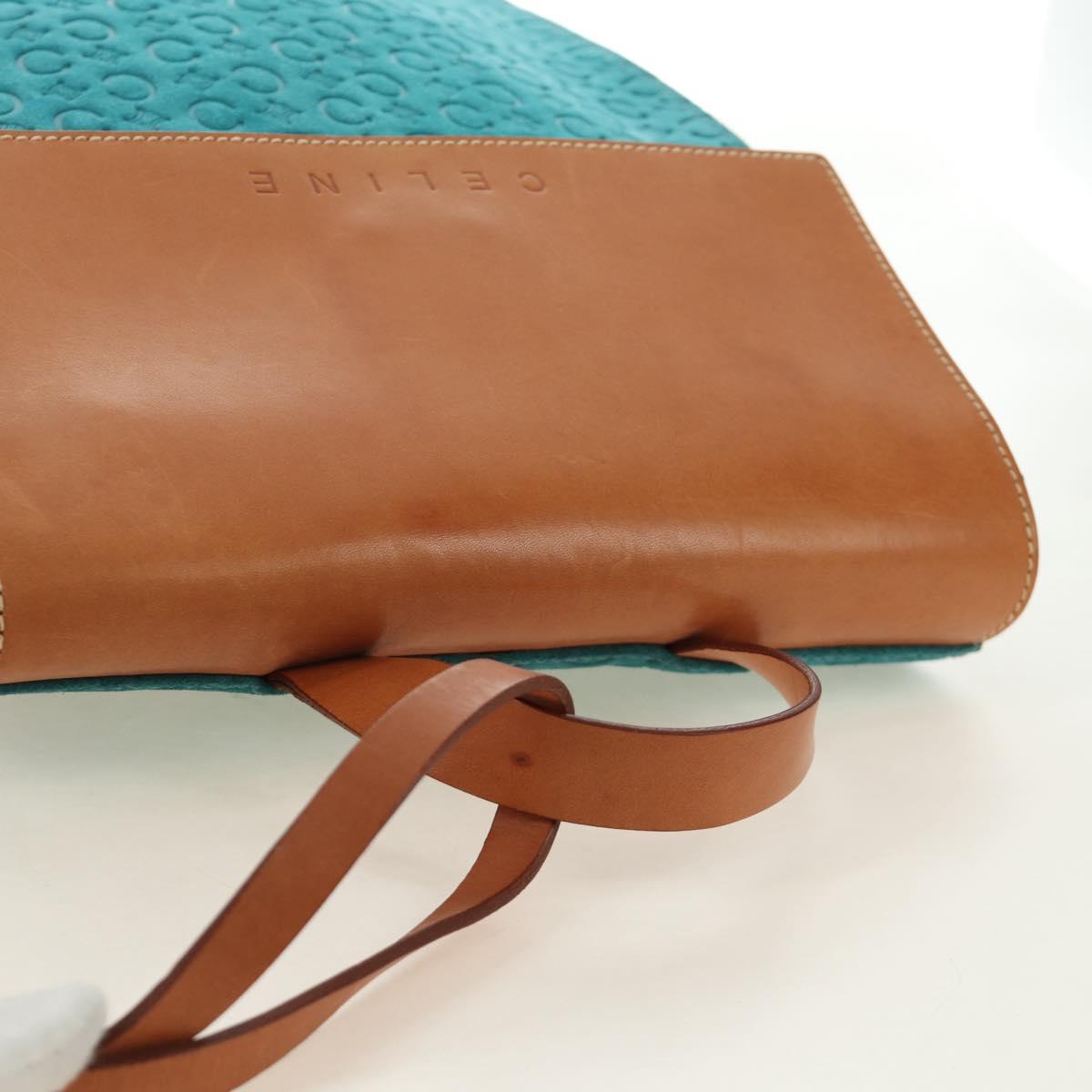 CELINE C Macadam Canvas Backpack Silver Turquoise Blue Auth 186708V