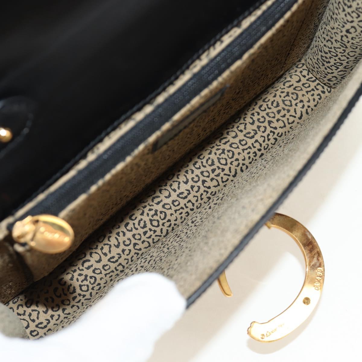 CARTIER PANTHERE Hand Bag Leather 2way Black Gold Auth 186710SAM
