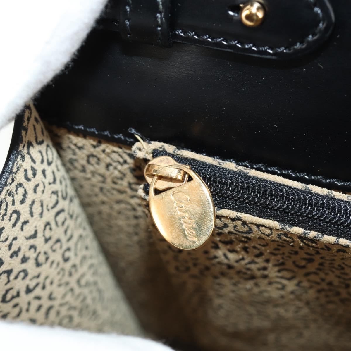 CARTIER PANTHERE Hand Bag Leather 2way Black Gold Auth 186710SAM