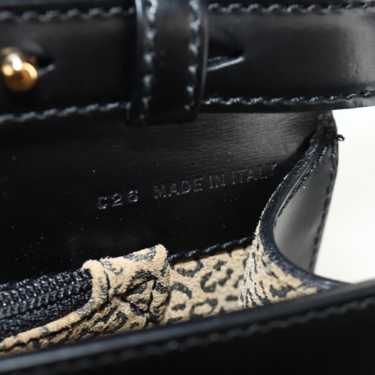 CARTIER PANTHERE Hand Bag Leather 2way Black Gold Auth 186710SAM