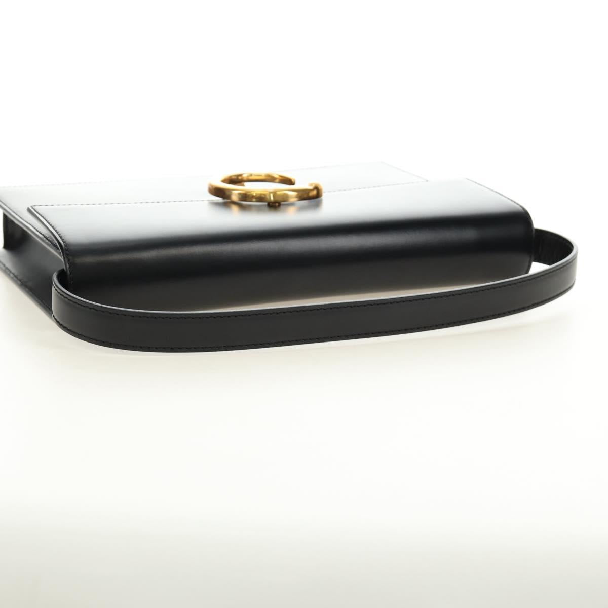 CARTIER PANTHERE Hand Bag Leather 2way Black Gold Auth 186710SAM