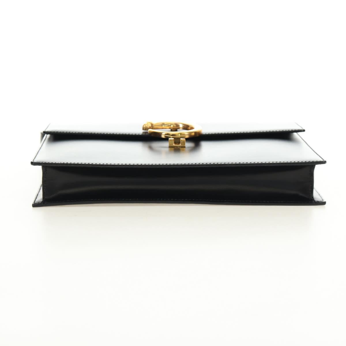 CARTIER PANTHERE Hand Bag Leather 2way Black Gold Auth 186710SAM