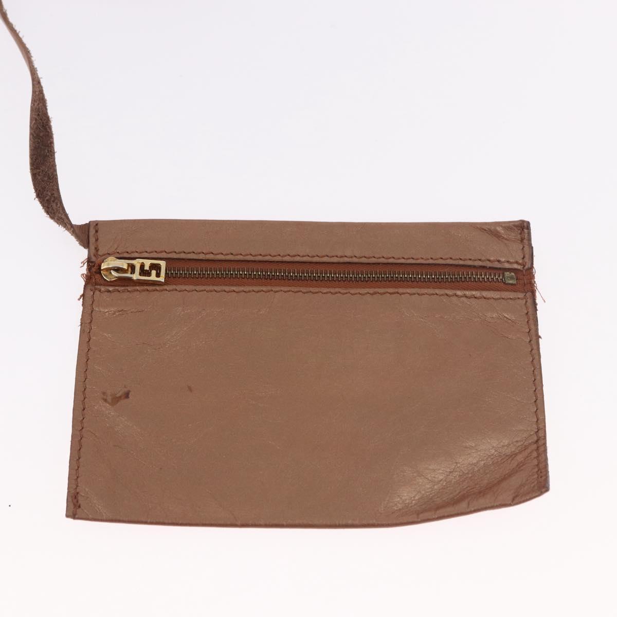 FENDI Shoulder Bag Leather 2way Bronze Gold Auth 186712