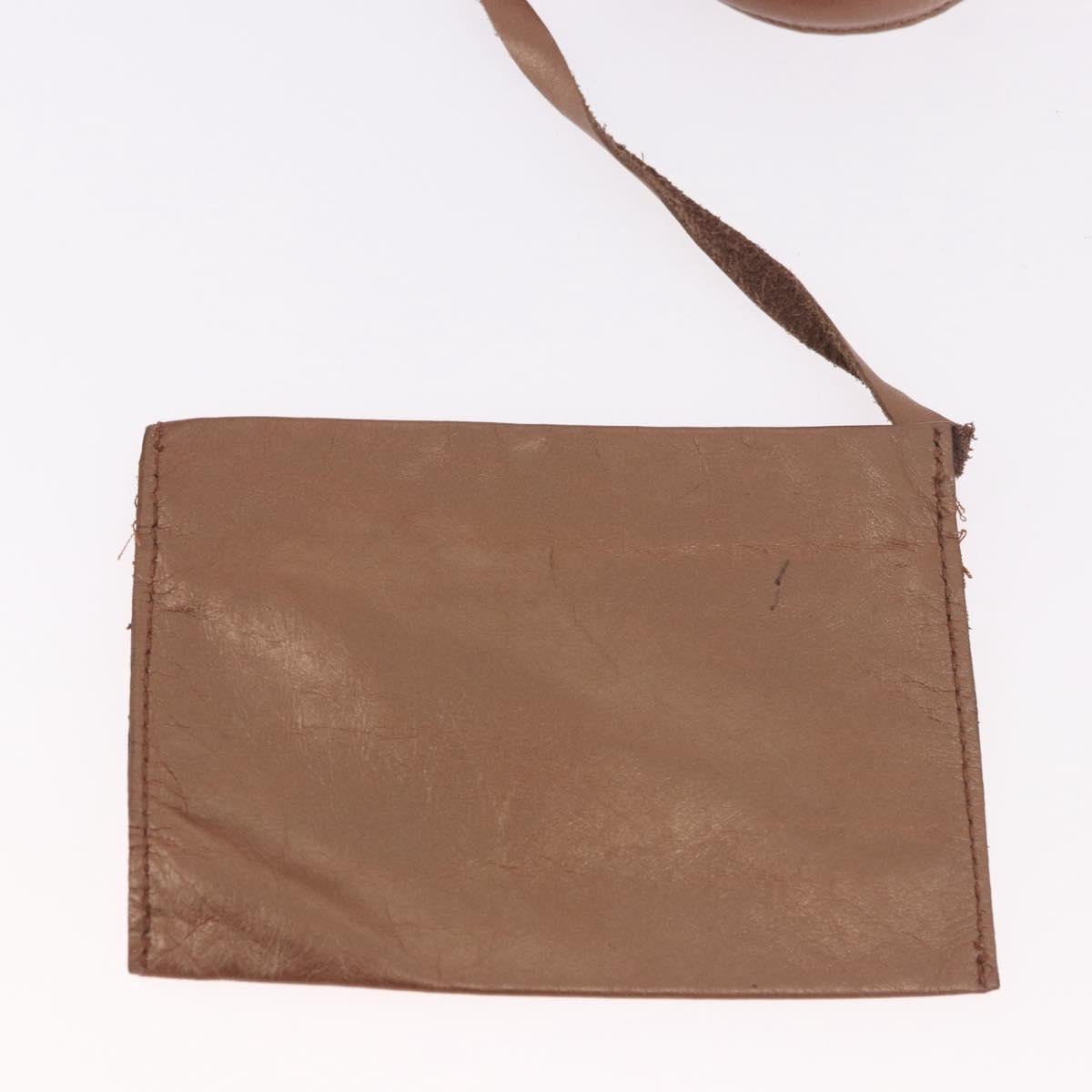 FENDI Shoulder Bag Leather 2way Bronze Gold Auth 186712