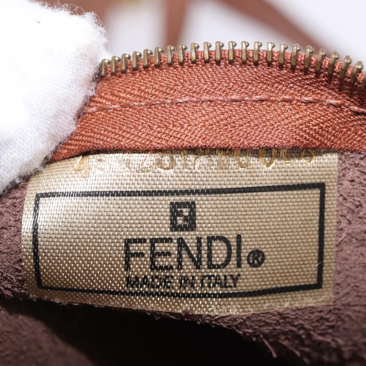 FENDI Shoulder Bag Leather 2way Bronze Gold Auth 186712
