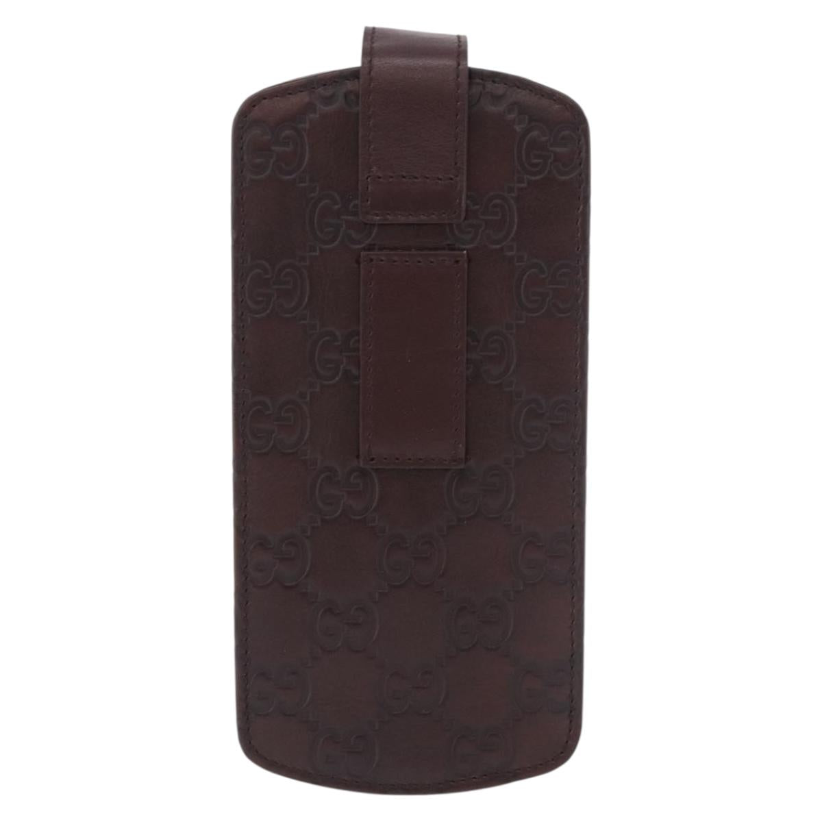 GUCCI Micro Guccissima GG Canvas Sunglass Case Leather Brown Gold Auth 186717
