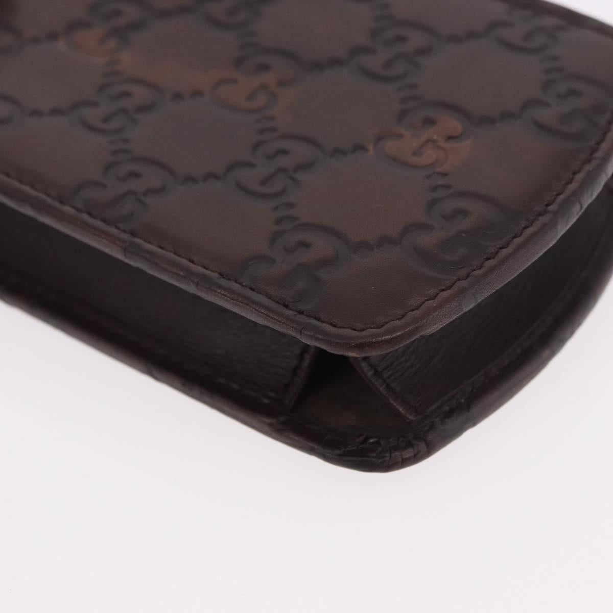 GUCCI Micro Guccissima GG Canvas Sunglass Case Leather Brown Gold Auth 186717