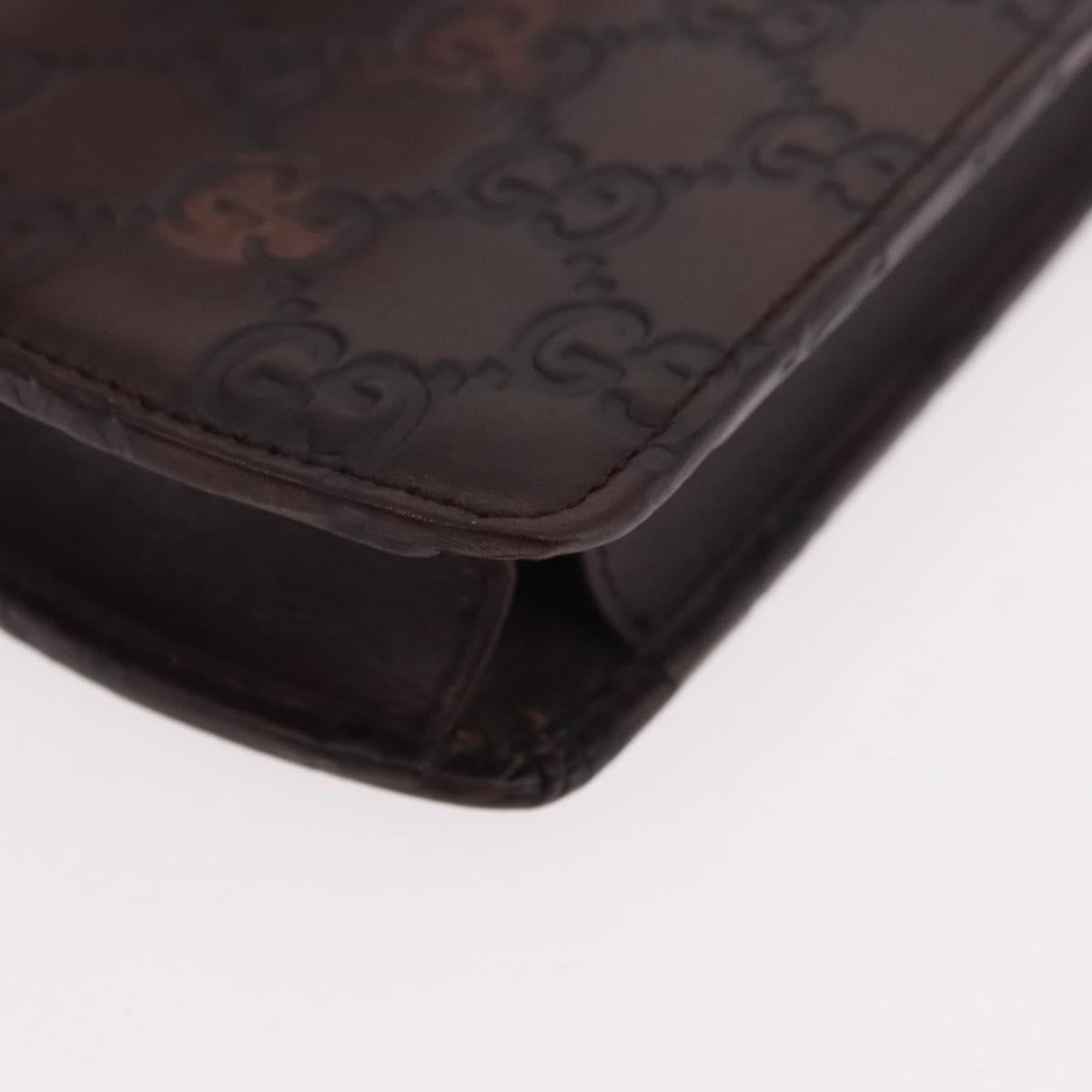 GUCCI Micro Guccissima GG Canvas Sunglass Case Leather Brown Gold Auth 186717