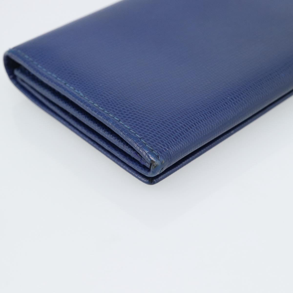 CELINE Long Wallet Leather Blue Gold Auth 186718A