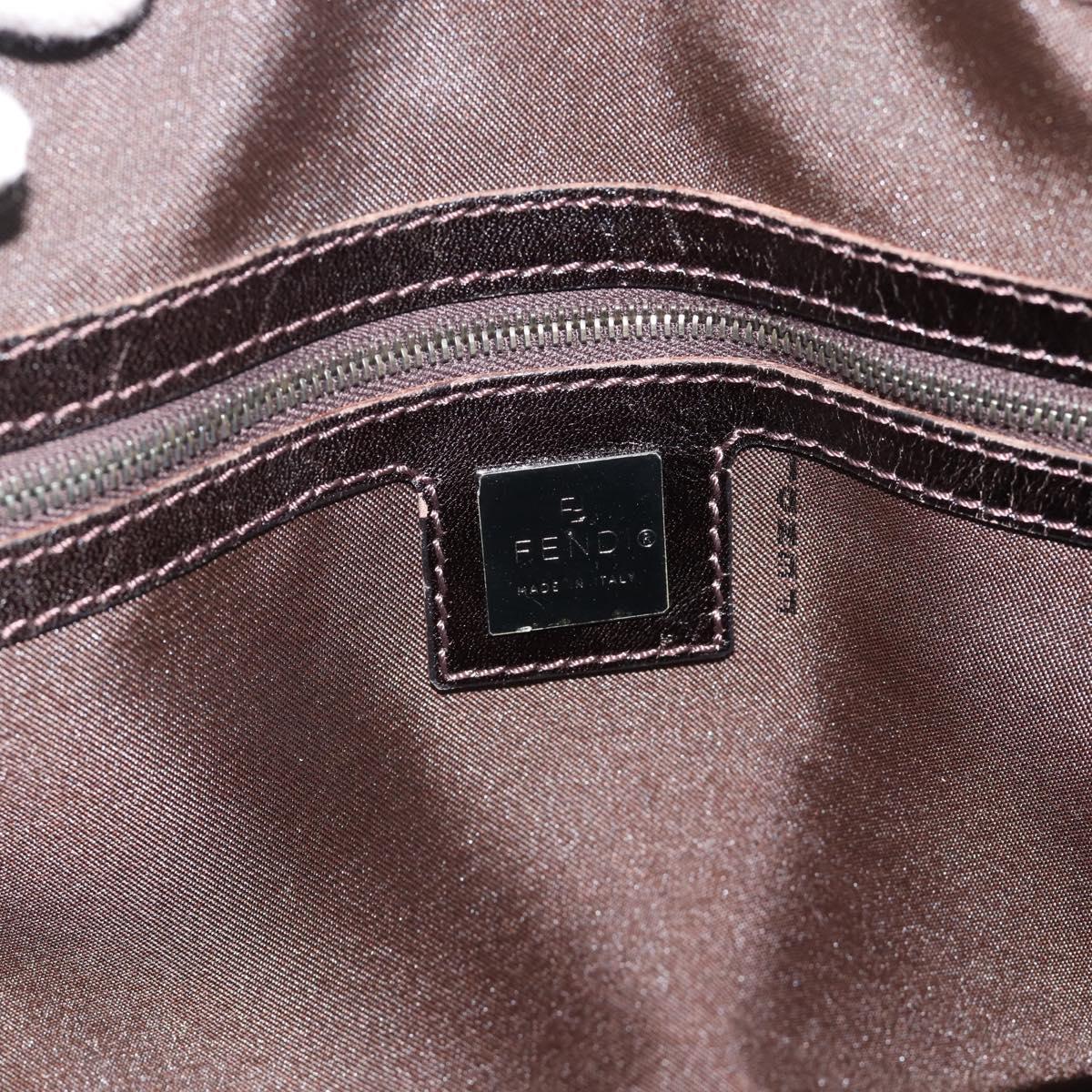 FENDI Zucchino Canvas Hand Bag Beige Silver Auth 186800A