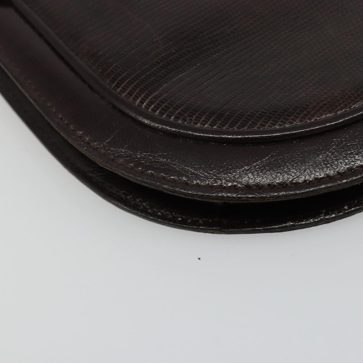 SAINT LAURENT Shoulder Bag Leather Brown Gold Auth 186801A