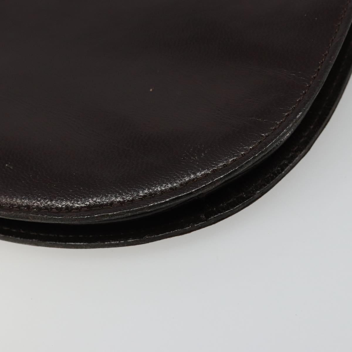 SAINT LAURENT Shoulder Bag Leather Brown Gold Auth 186801A