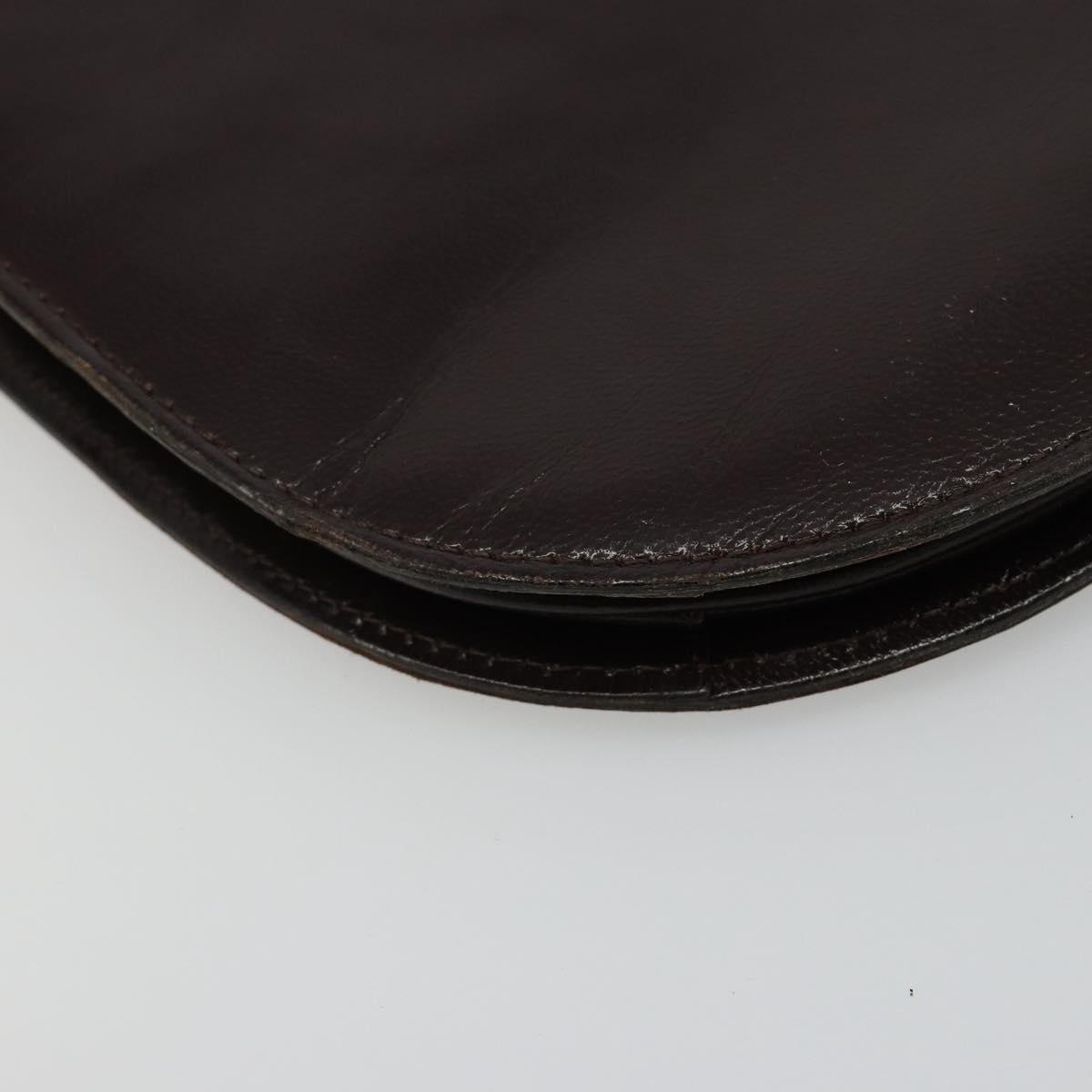 SAINT LAURENT Shoulder Bag Leather Brown Gold Auth 186801A