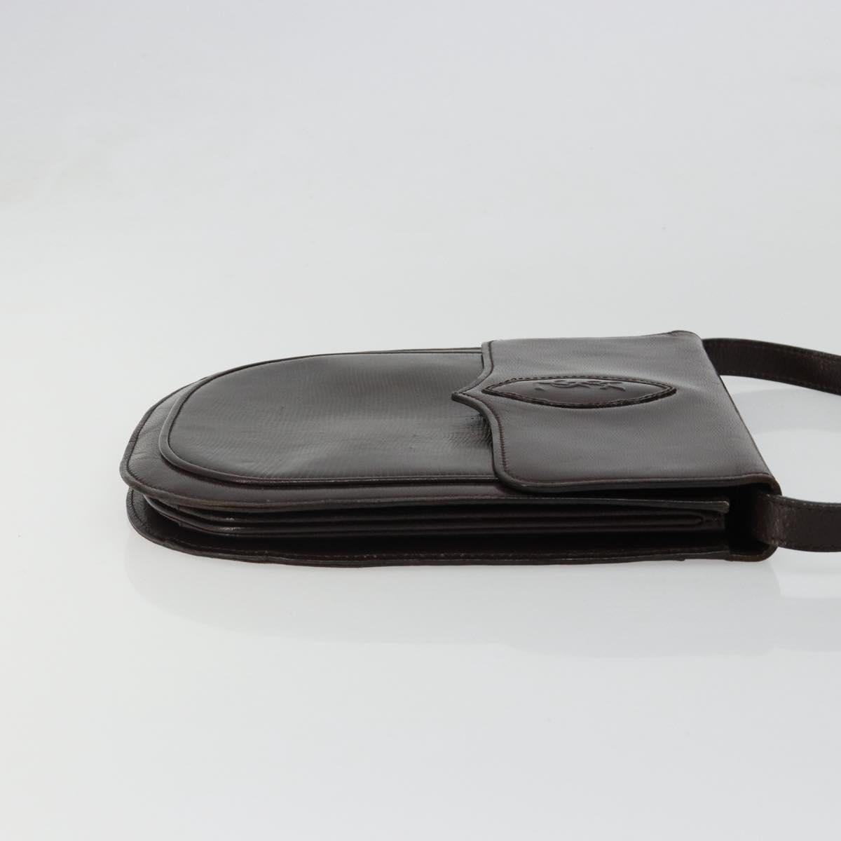 SAINT LAURENT Shoulder Bag Leather Brown Gold Auth 186801A