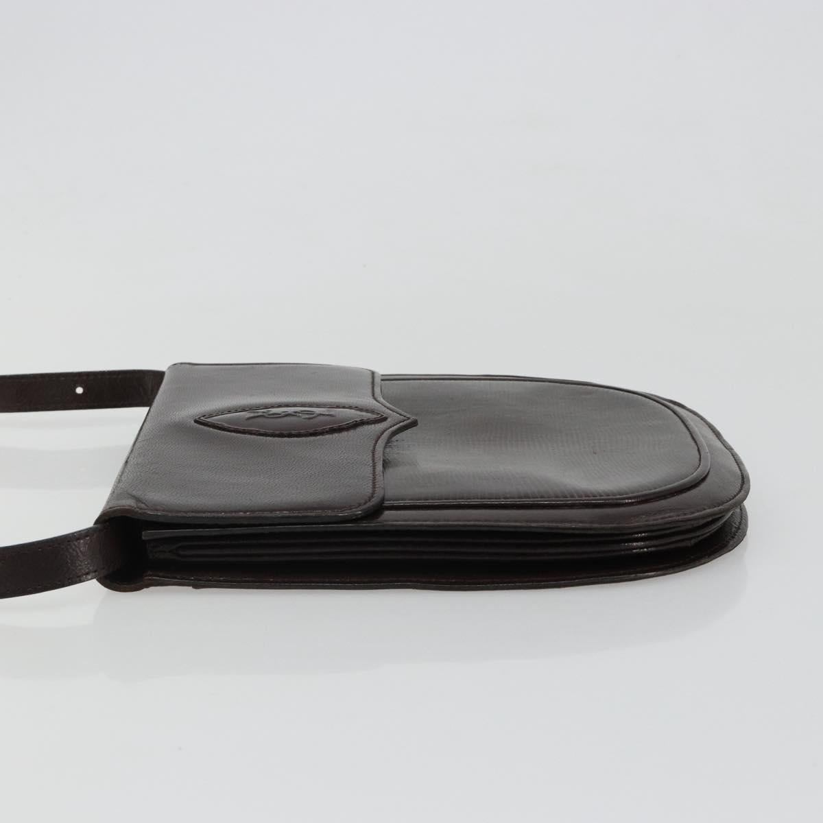 SAINT LAURENT Shoulder Bag Leather Brown Gold Auth 186801A