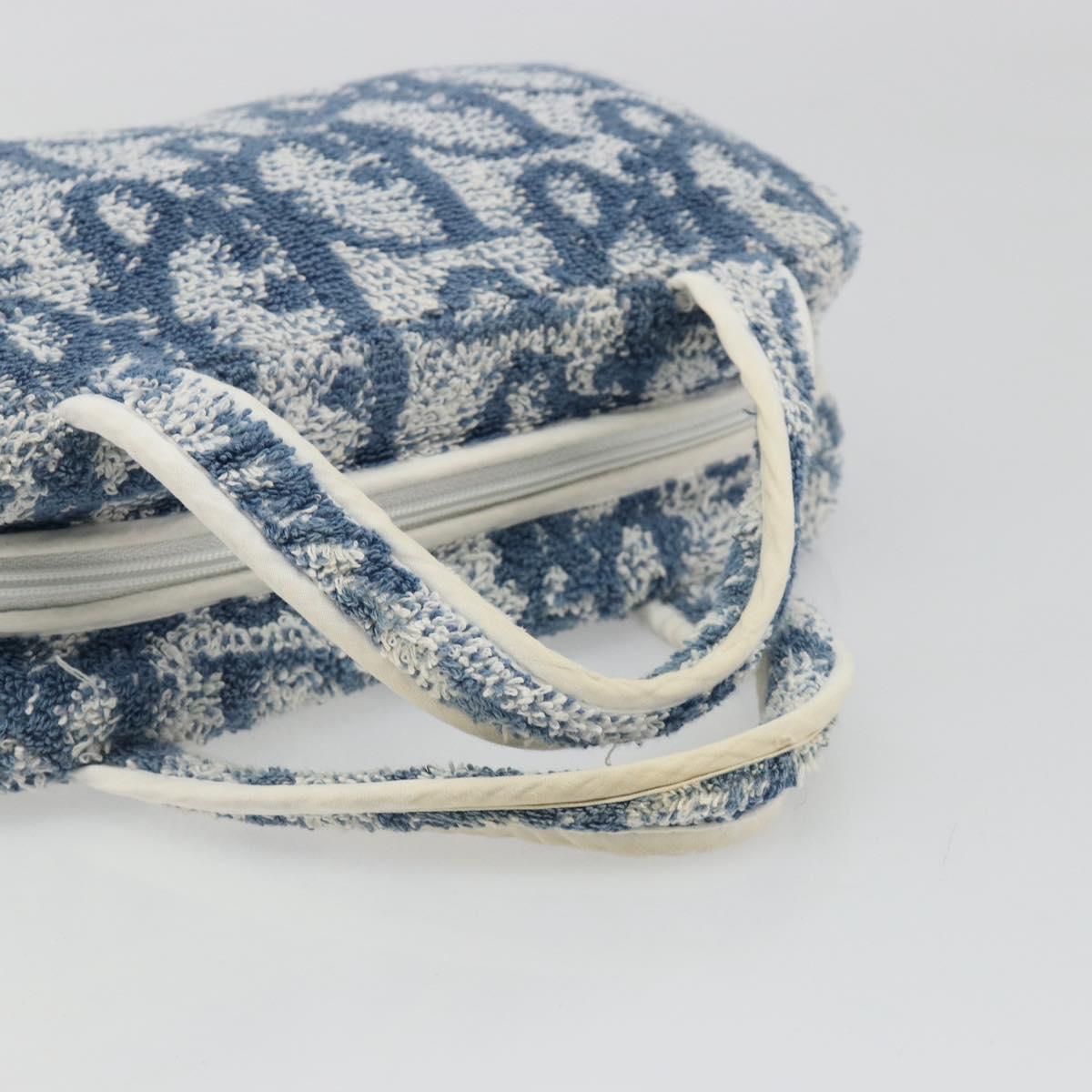 Christian Dior Trotter Canvas Hand Bag Pile Blue Auth 186803